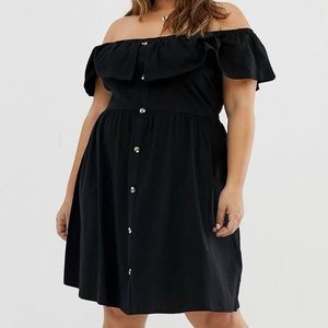 ASOS curve mini button through sundress with tiered skirt